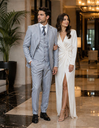 Mens Vested Gatsby Suit Pinstripe Grey Regular Fit Venetian