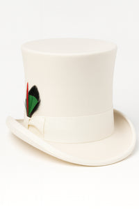Victorian Steampunk Top Hat - 1800 19th Century - Dressy Loden Felt Top White Hat