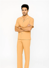 Mens Walking Suit in Color Melon Leisure Suit Casual Matching Shirt and Pants $99