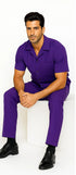Mens Walking Suit in Color Purple Leisure Suit Casual Matching Shirt and Pants $99