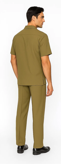 Mens Walking Suit in Color Safari Leisure Suit Casual Matching Shirt and Pants $99