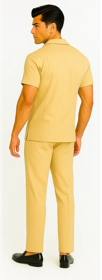Mens Walking Suit in Color Sand Leisure Suit Casual Matching Shirt and Pants $99