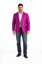 Mens Western Blazer - Paisley Pattern Cowboy Tuxedo Jacket in Color Fuchsia
