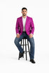 Mens Western Blazer - Paisley Pattern Cowboy Tuxedo Jacket in Color Fuchsia