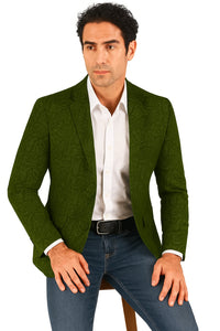 Mens Western Blazer - Paisley Pattern Cowboy Tuxedo Jacket in Color Olive