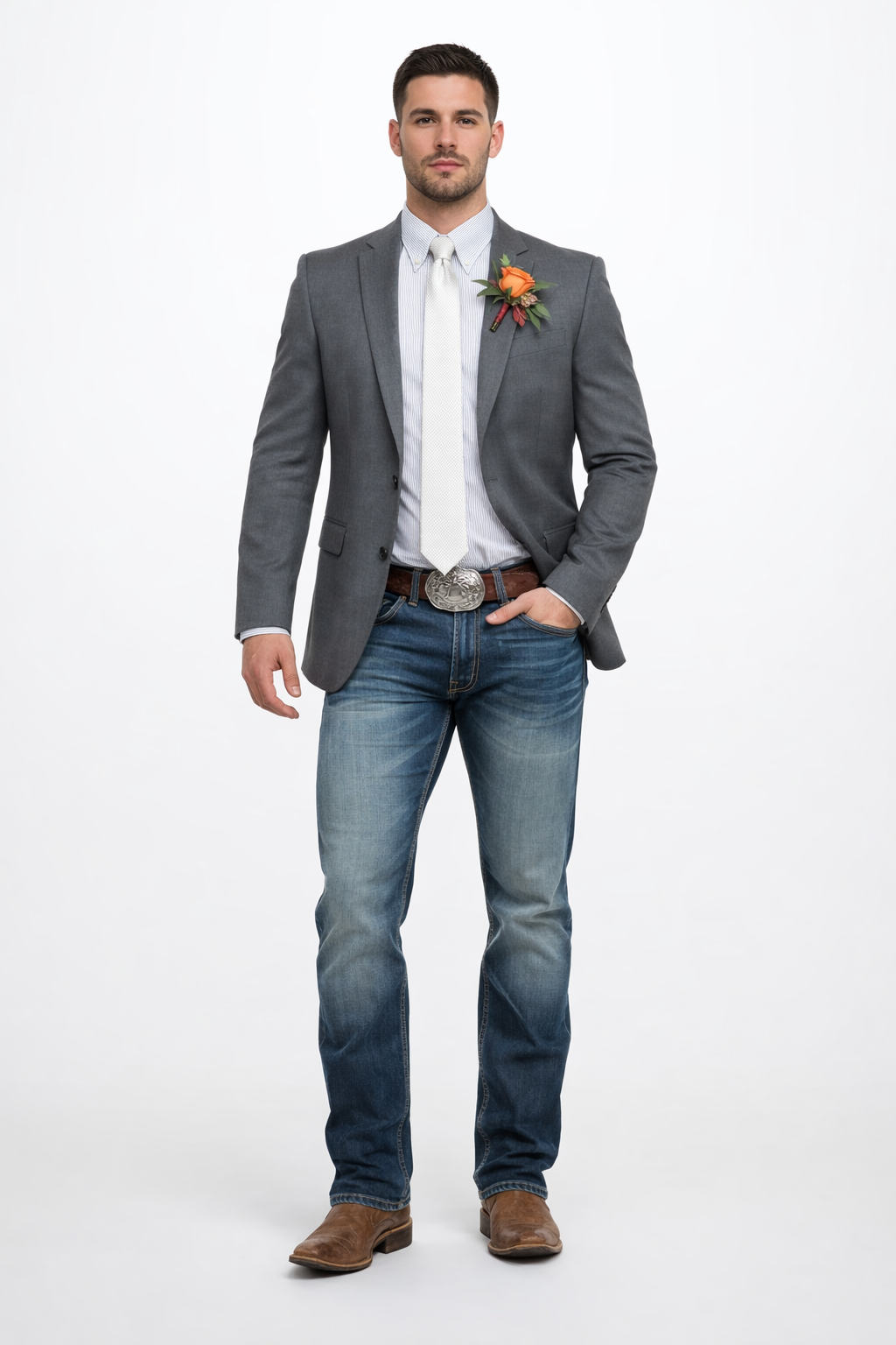 Mens Western Style Blazer – Classic Gray Cowboy Suit Jacket for Weddin –  OvercoatUSA