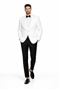 Mens White 1 Button Shawl Lapel Dinner Jacket