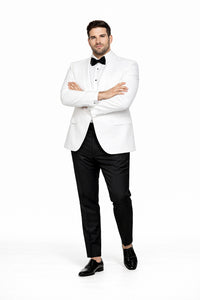 Mens White 1 Button Shawl Lapel Dinner Jacket