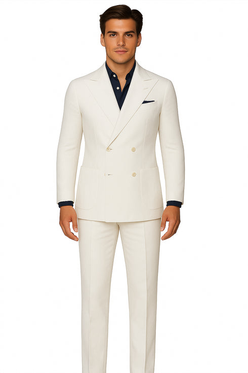 Linen Suit - Mens Summer Suits in White - Beach  Wedding 4 Button