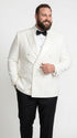 Men's White Double Breasted Dinner Jacket – Peak Lapel Tuxedo Blazer for Weddings, Black Tie & Formal Events