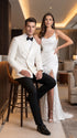 Men's White Double Breasted Dinner Jacket – Peak Lapel Tuxedo Blazer for Weddings, Black Tie & Formal Events