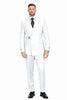 Men’s White Double Breasted Wool Suit with Designer Tailored Formal Set Metal Buckle Closure