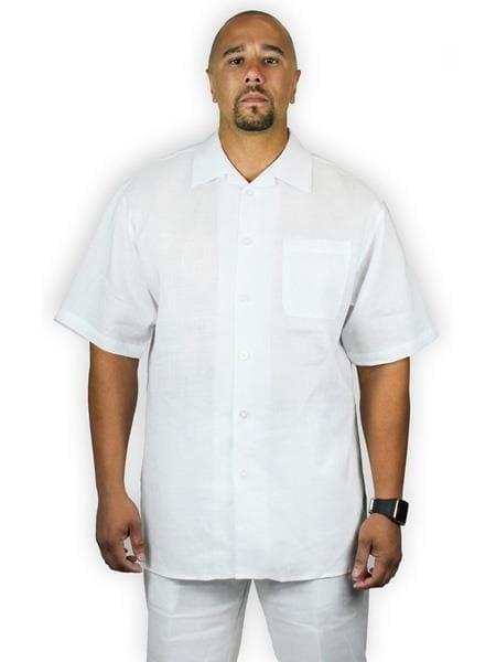 Mens White Linen Suit Quilted Overshirts