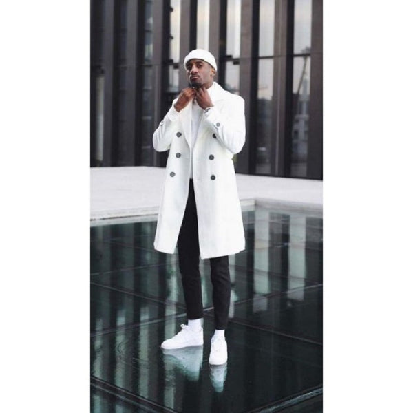 Mens White Overcoat Double Breasted Overcoat - Cashmere & Mens White Wool Car Coat