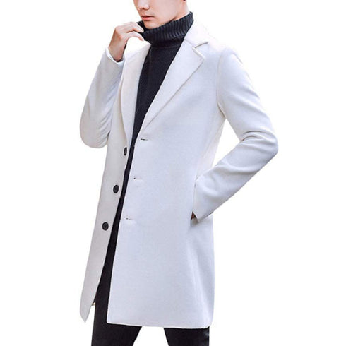 Mens White Peacoat - White Wool Overcoat