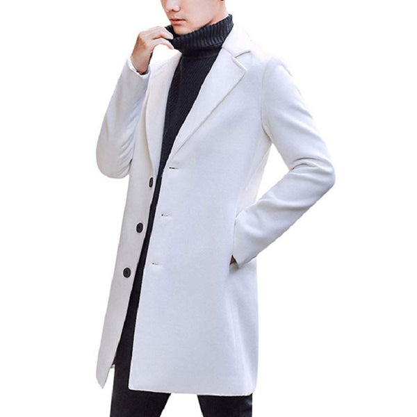 MENS WHITE OVERCOAT PEACOAT - MENS WHITE WOOL OVERCOAT