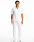 Mens White Seersucker Walking Suit Set – Casual Summer Short Sleeve Outfit with Matching Pants Lightweight Two Piece Set