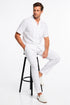 Mens White Seersucker Walking Suit Set – Casual Summer Short Sleeve Outfit with Matching Pants Lightweight Two Piece Set