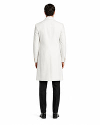Mens White Velvet Victorian Tailcoat Tuxedo – Three Quarter Length Cutaway Stage And Wedding Jacket