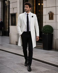 Mens White Velvet Victorian Tailcoat Tuxedo – Three Quarter Length Cutaway Stage And Wedding Jacket