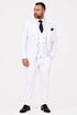 Men's White Statement Ticket Pocket Peak Lapel Wool Double Breasted Vest Suit with Gold Buttons – Modern Fit