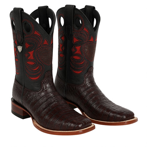 Men's Wild West Caiman Belly Skin Rodeo Toe Boots 281882