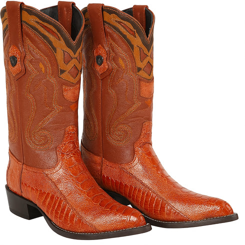 Men's Wild West Ostrich Leg Skin J Toe Boots 29905