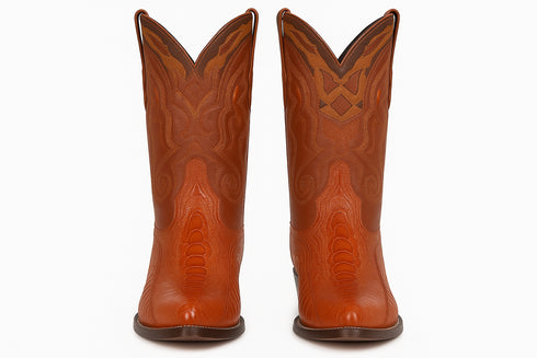 Men's Wild West Ostrich Leg Skin J Toe Boots 29905