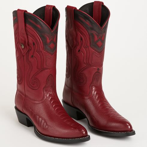 Men's Wild West Ostrich Leg Skin J Toe Boots 29905