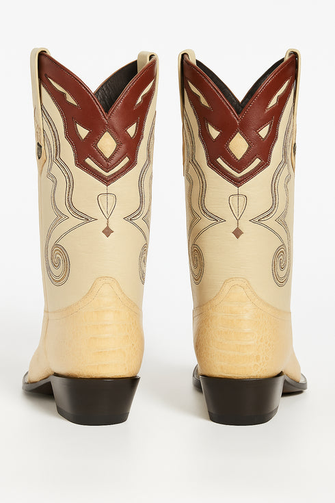 Men's Wild West Ostrich Leg Skin J Toe Boots 29905