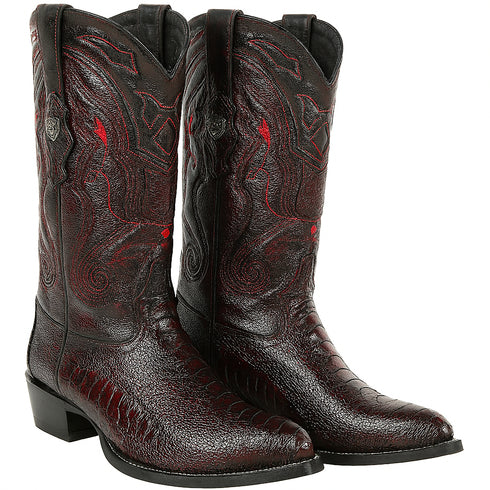 Men's Wild West Ostrich Leg Skin J Toe Boots 29905