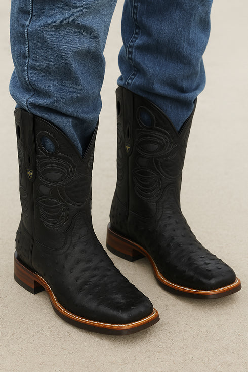 Men's Wild West Ostrich Skin Ranch Toe Boots 282503