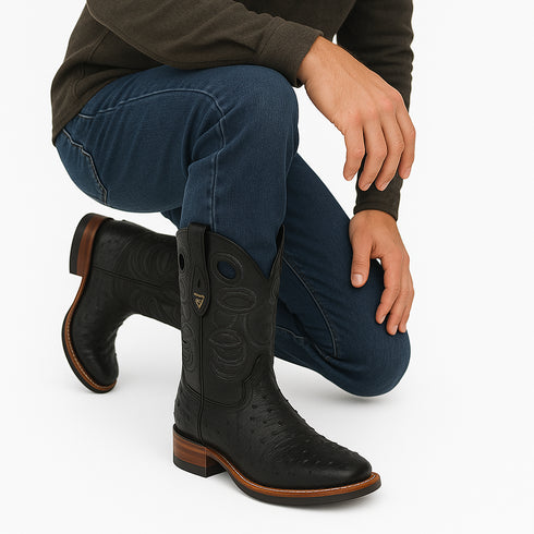 Men's Wild West Ostrich Skin Ranch Toe Boots 282503