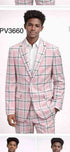 Mens Pink and Black Plaid Designer Suit Set – Stylish Suit with Check Pattern Jacket and Windownpane Summer Color