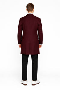 Mens Wool Burgundy ~ Wine Wool Coat ~ Car coat ~Peacoat By Alberto Nardoni