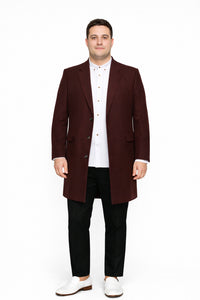 Mens Wool Burgundy ~ Wine Wool Coat ~ Car coat ~Peacoat By Alberto Nardoni