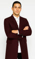 Mens Wool Burgundy ~ Wine Wool Coat ~ Car coat ~Peacoat By Alberto Nardoni
