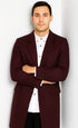 Mens Wool Burgundy ~ Wine Wool Coat ~ Car coat ~Peacoat By Alberto Nardoni