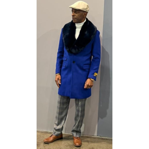 Men's Wool Car Coat - Royal blue Driver Coat