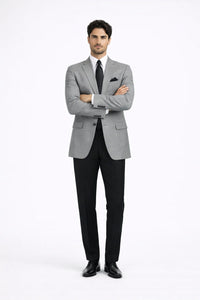 Mens Luxurious Wool Black houndstooth checkered Sport Coat