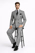Suits With Baggy Pleated Pants - Wide Leg Pants 100% Wool - Classic Fit in Black and White Plaid Color by Rossiman