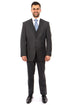 Mens Zegarie Brand Men's 100% Wool Modern Fit Vested Suit in Charcoal Grey & Blue Windowpane Plaid