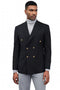Mens Zegarie Brand Men's Classic Double Breasted Sport Coat Blazer in Black