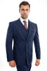Mens Zegarie Brand Men's Designer Two Button Modern Fit Vested Wool Suit in Indigo Blue