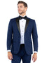 Mens Zegarie Brand Men's Modern Fit Two Button Notch Lapel Tuxedo Separates Jacket in Navy with Black Lapel