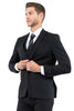 Mens Zegarie Brand Men's One Button Vested Slim Fit Business & Wedding Suit in Black