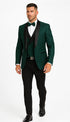 Men’s Floral Lace Hunter Green Tuxedo Set – Premium Vested Wedding Suit