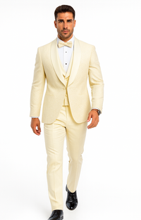 Men’s Ivory Floral Lace Tuxedo – Premium Vested Groom Wedding Outfit