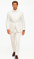 Men’s White Floral Lace Tuxedo – Premium Vested Groom Wedding Outfit