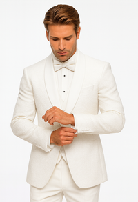 Men’s White Floral Lace Tuxedo – Premium Vested Groom Wedding Outfit